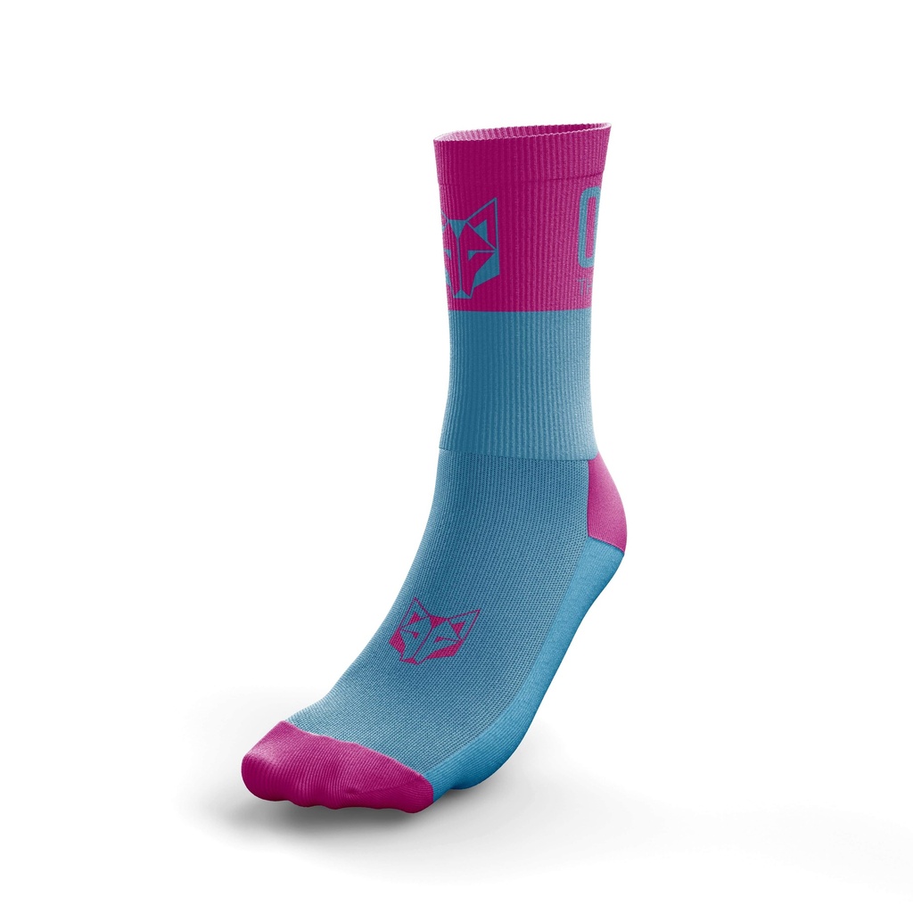 Multisport Socks Medium Cut Light Blue & Fluo Pink