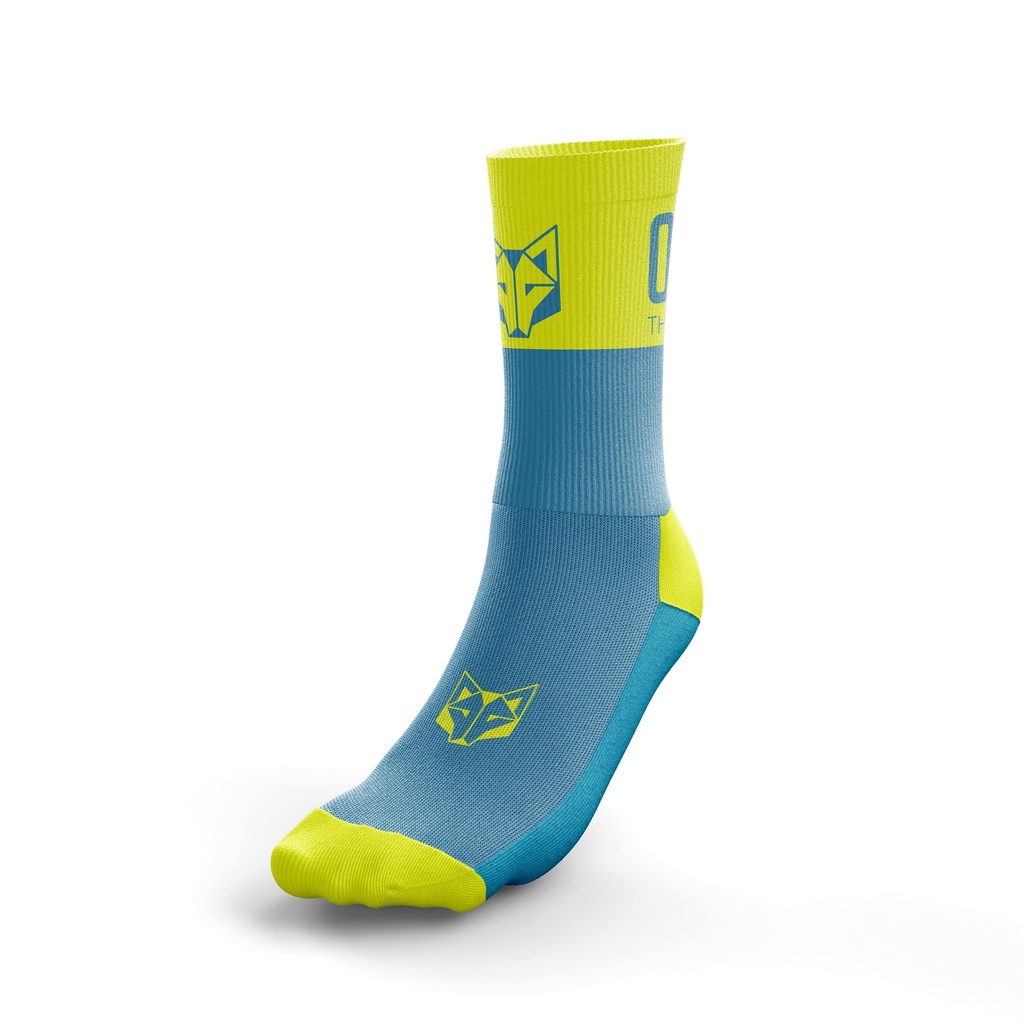 Multisport Socks Medium Cut Light Blue & Fluo Yellow