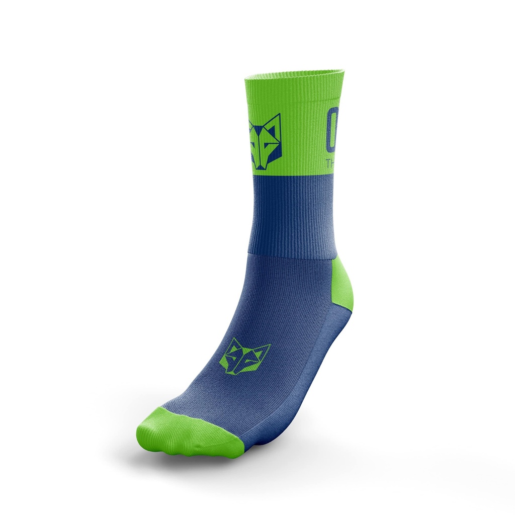 Multisport Socks Medium Cut Electric Blue & Fluo Green